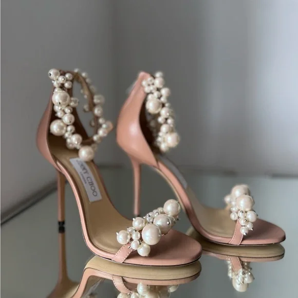 New JIMMY CHOO Maisel 100 pearl-embellished leather heeled sandals 36 $2,295 - Picture 7 of 12